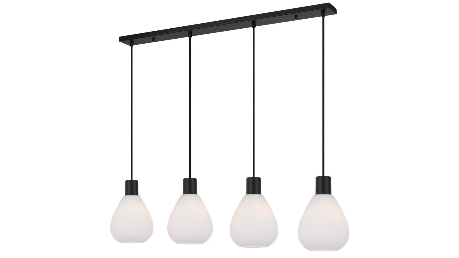 Pretty & Practical Matera Black Matt Opal Glass Shades 4-Light Pendant