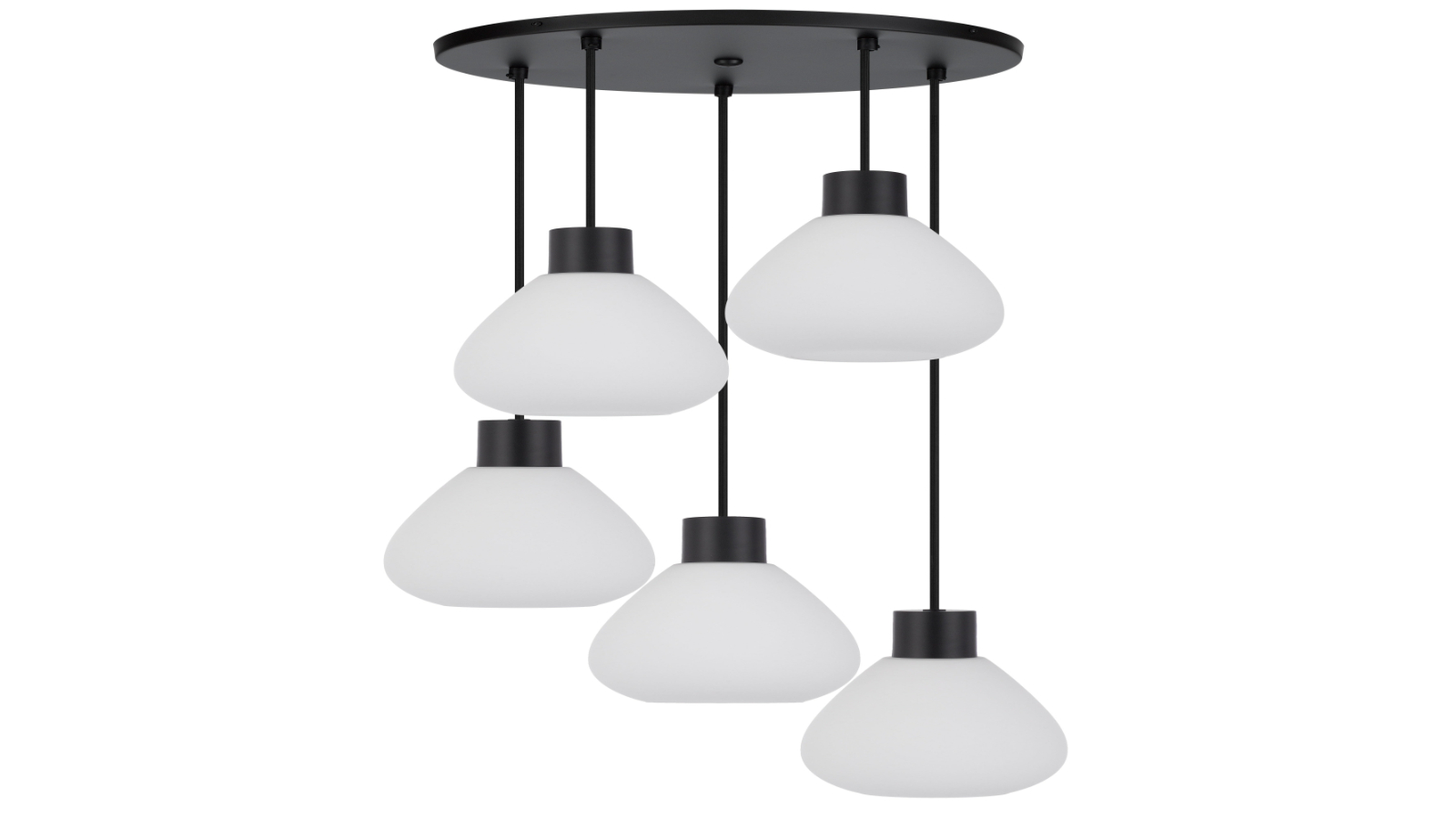 Pretty & Practical Metal Perugia 5-Light Pendant  with Opal Glass Shade - Matte Black