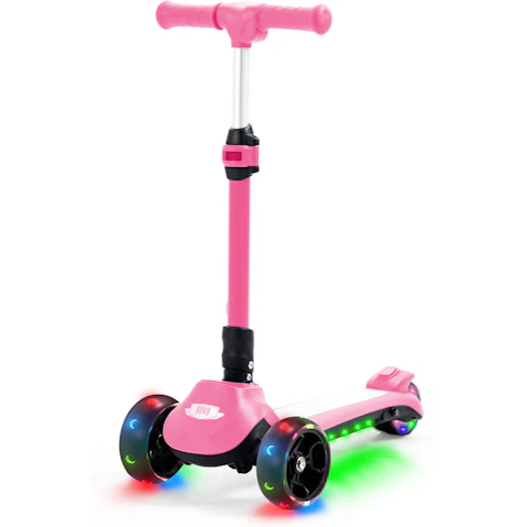 Rovo Kids Triscoot 3-Wheel Height Adjustable Electric Scooter - Pink