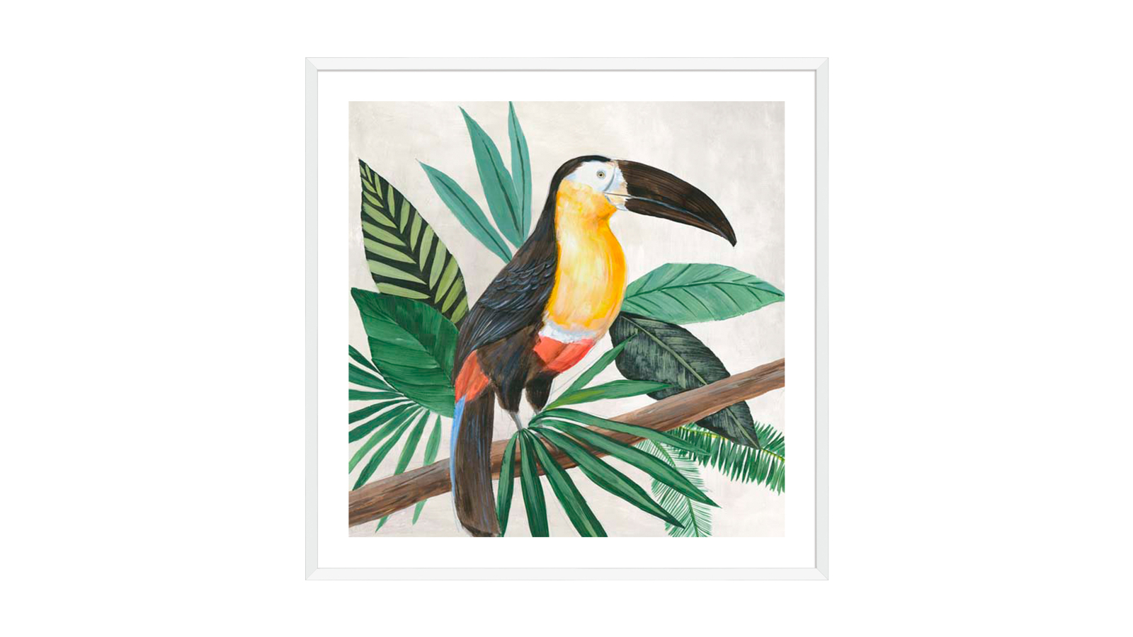 La Grolla Tropical Birds I White Frame Wall Art - 94 x 94cm