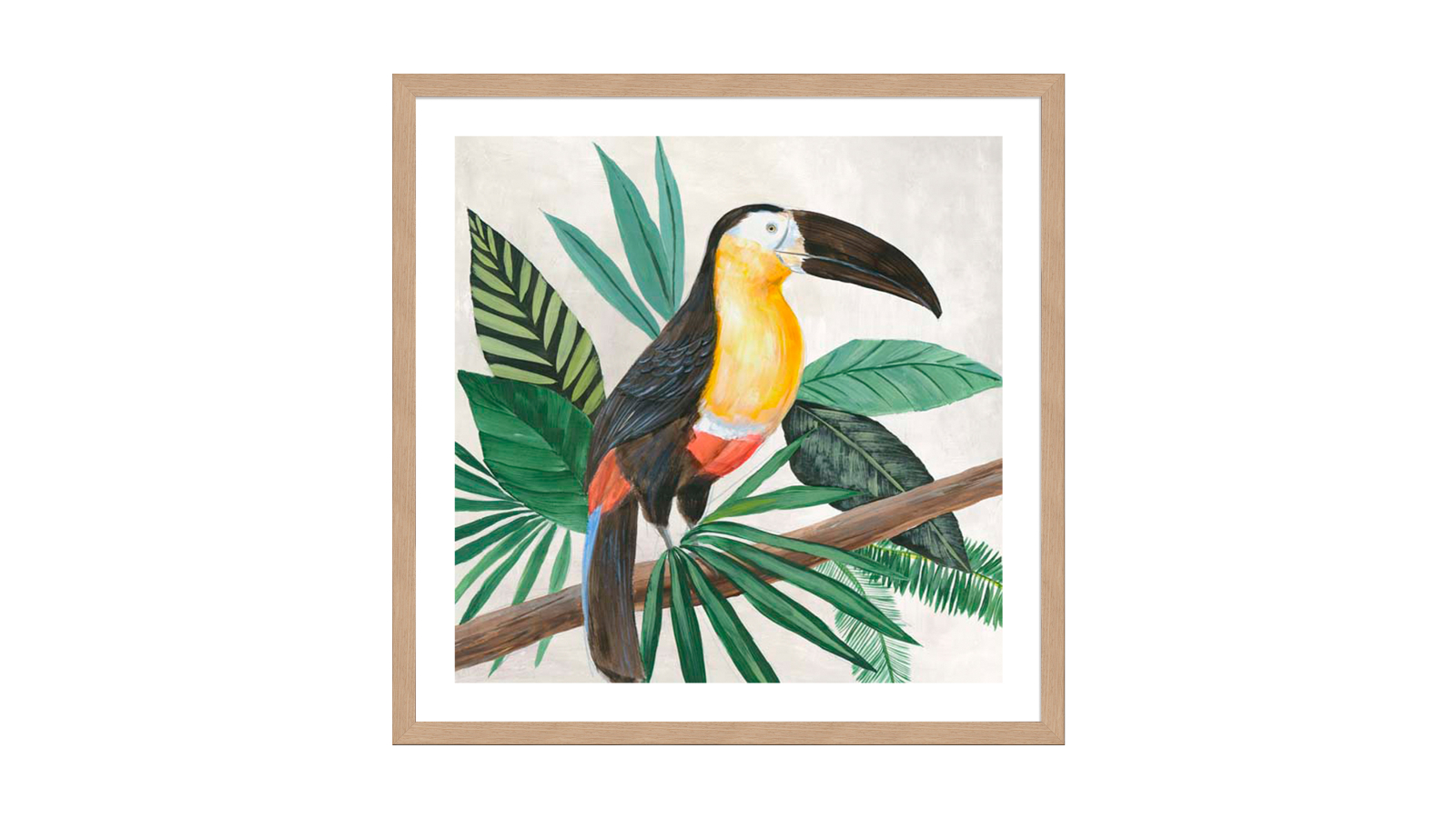 La Grolla Tropical Birds I Natural Frame Wall Art - 96 x 96cm