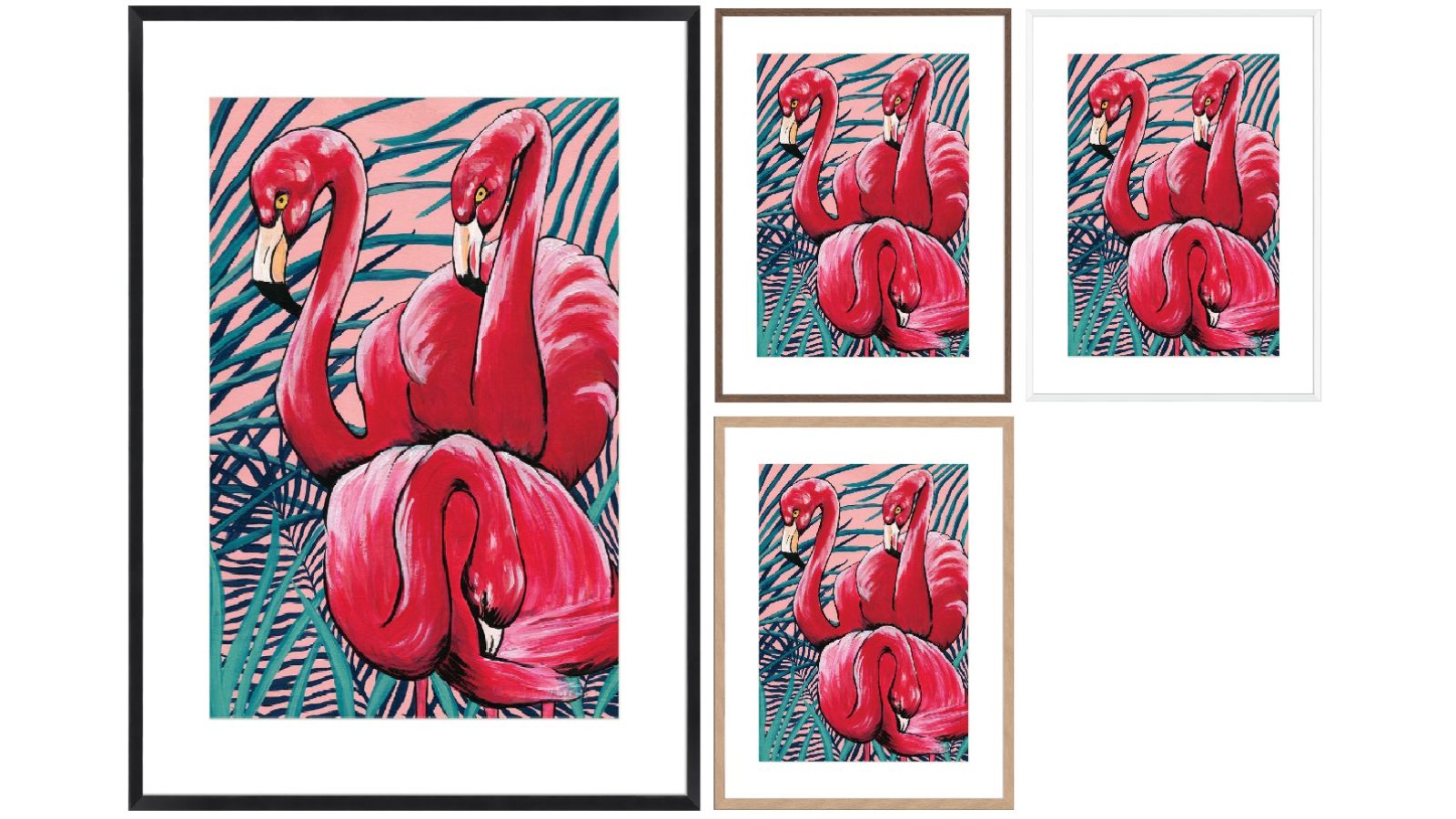 La Grolla Tropical Paradise Flamingos Frame Wall Art