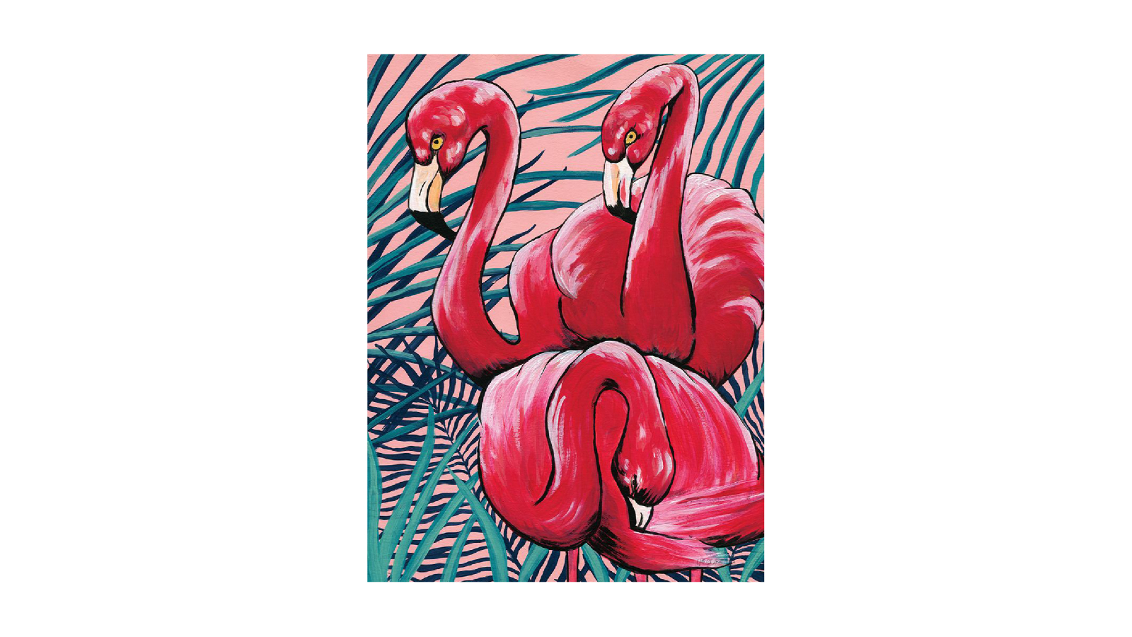 La Grolla Tropical Paradise Flamingos Unframed Canvas Wall Art