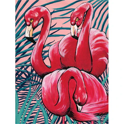 La Grolla Tropical Paradise Flamingos Unframed Canvas Wall Art