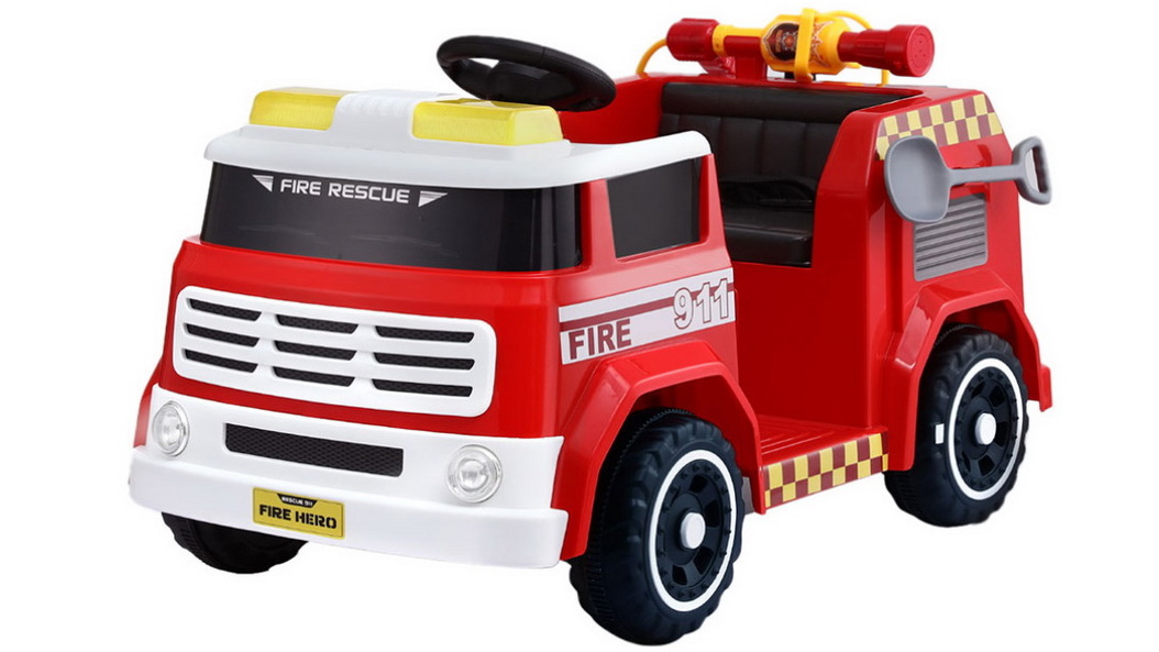 Rigo Electric Fire Engine Kids Ride On Fighting Truck with Water Gun and Music