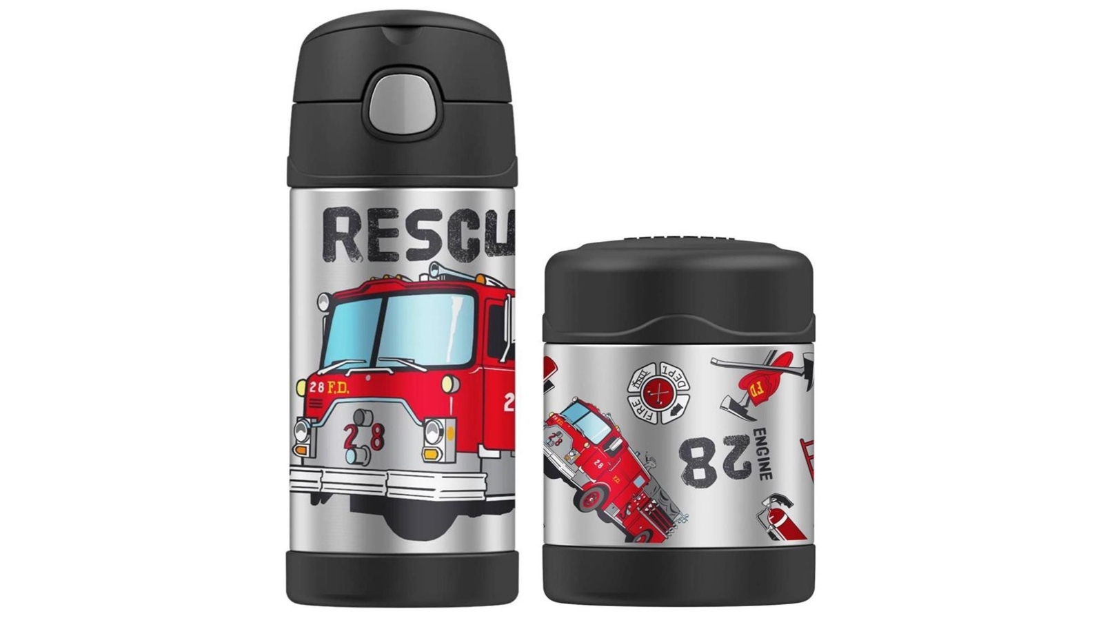 Thermos Funtainer 290ml Food Container + 355ml Drink Bottle - Firetruck