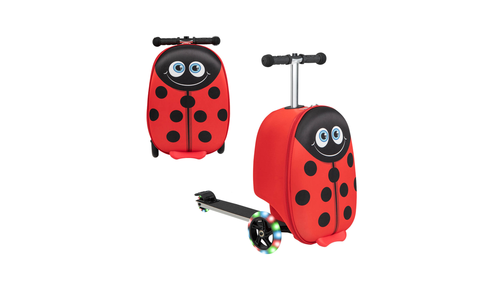 Costway Ride-on Suitcase Scooter with LED Wheel and Handle - Red