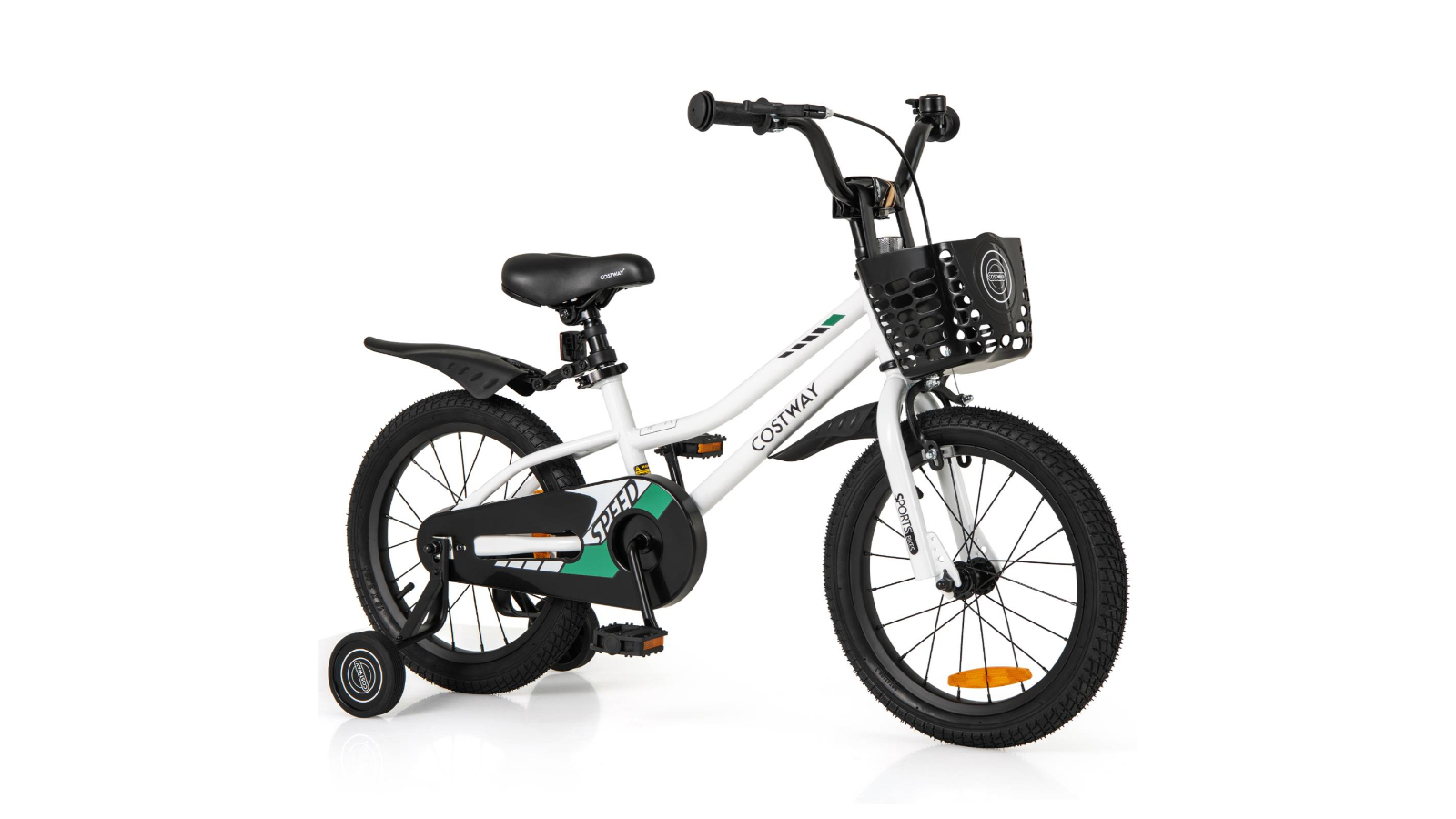 Costway Training Bike with Adjustable Handlebar and Saddle/Removable Basket Push Pedal - 40cm