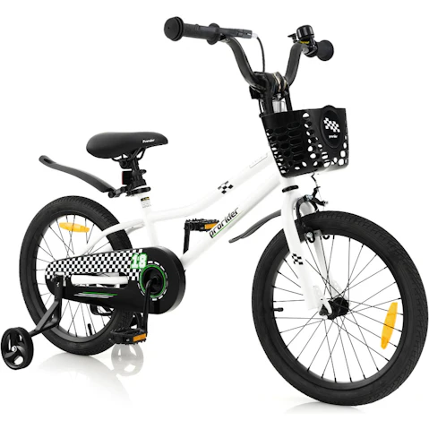Costway Boys Bike with Training Wheels Basket and Adjustable Handlebar/Seat - 46cm