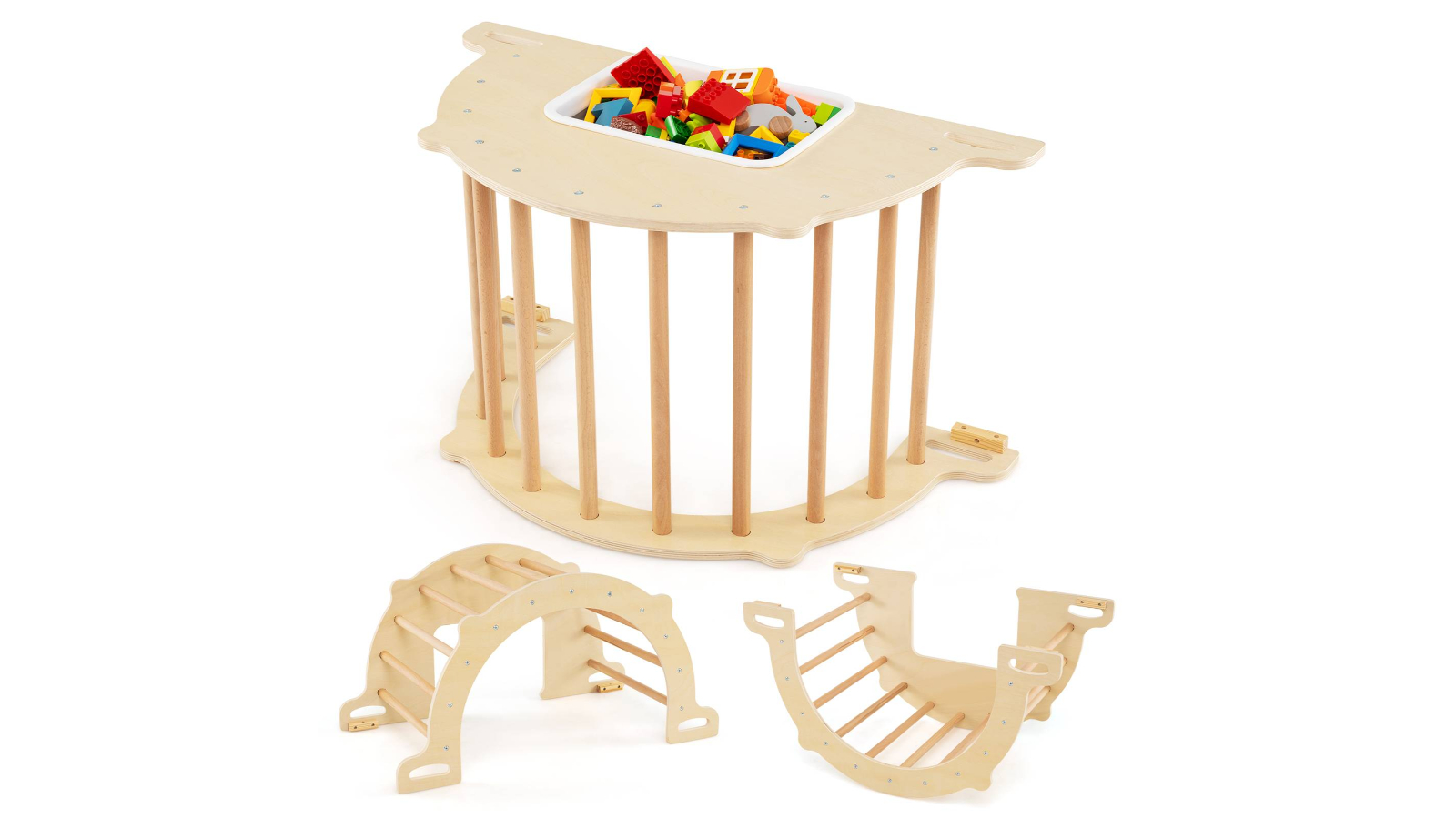 Costway 8-in-1 Wooden Climbing Arch Playset