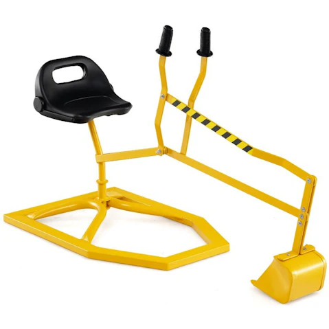 Costway 2-Handed Control Rotatable Sand Digger Ride-On Toy with Shovel - 112cm