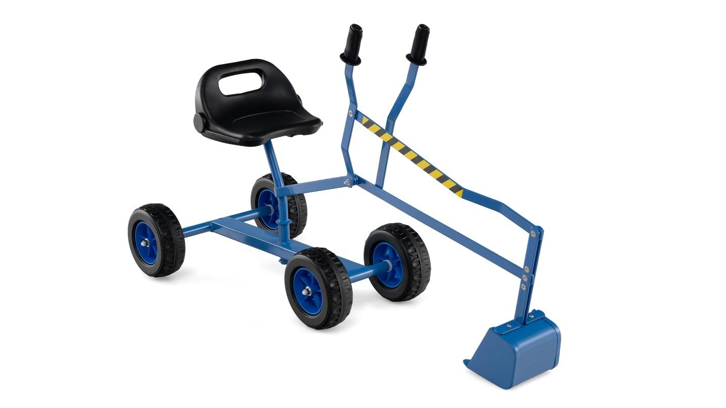 Costway 2-Handed Control Rotatable Sand Digger Ride-On Toy with Shovel - Blue