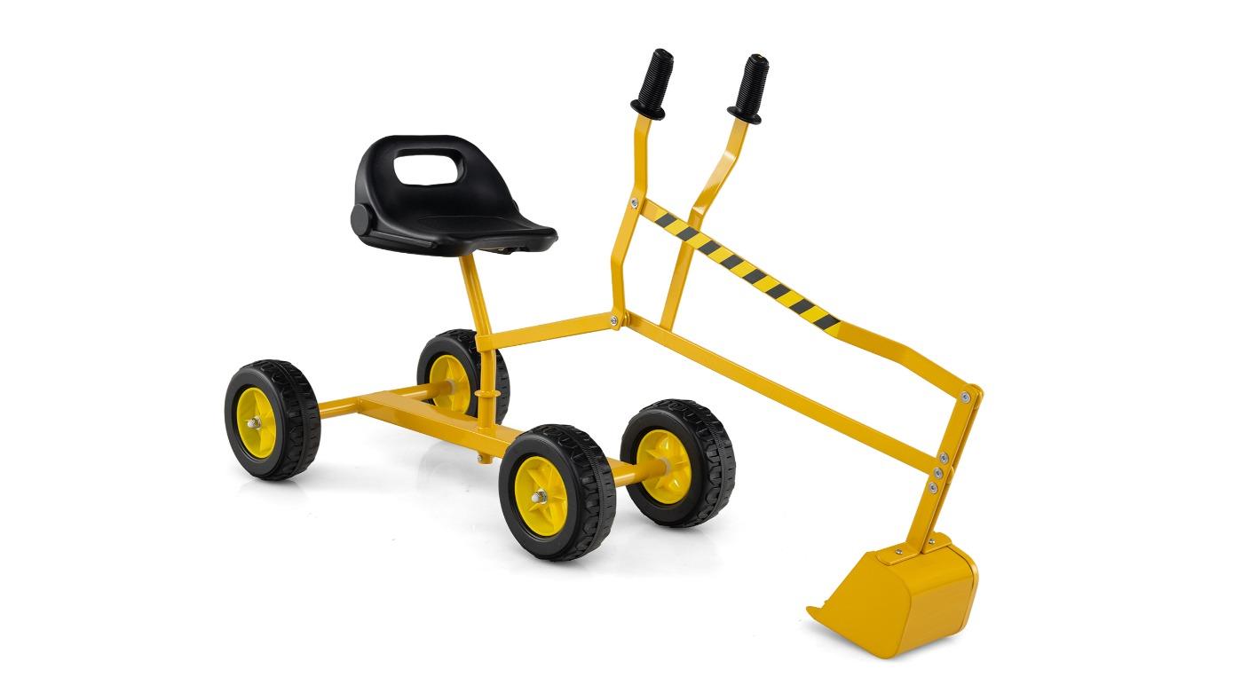 Costway 2-Handed Control Rotatable Sand Digger Ride-On Toy with Shovel