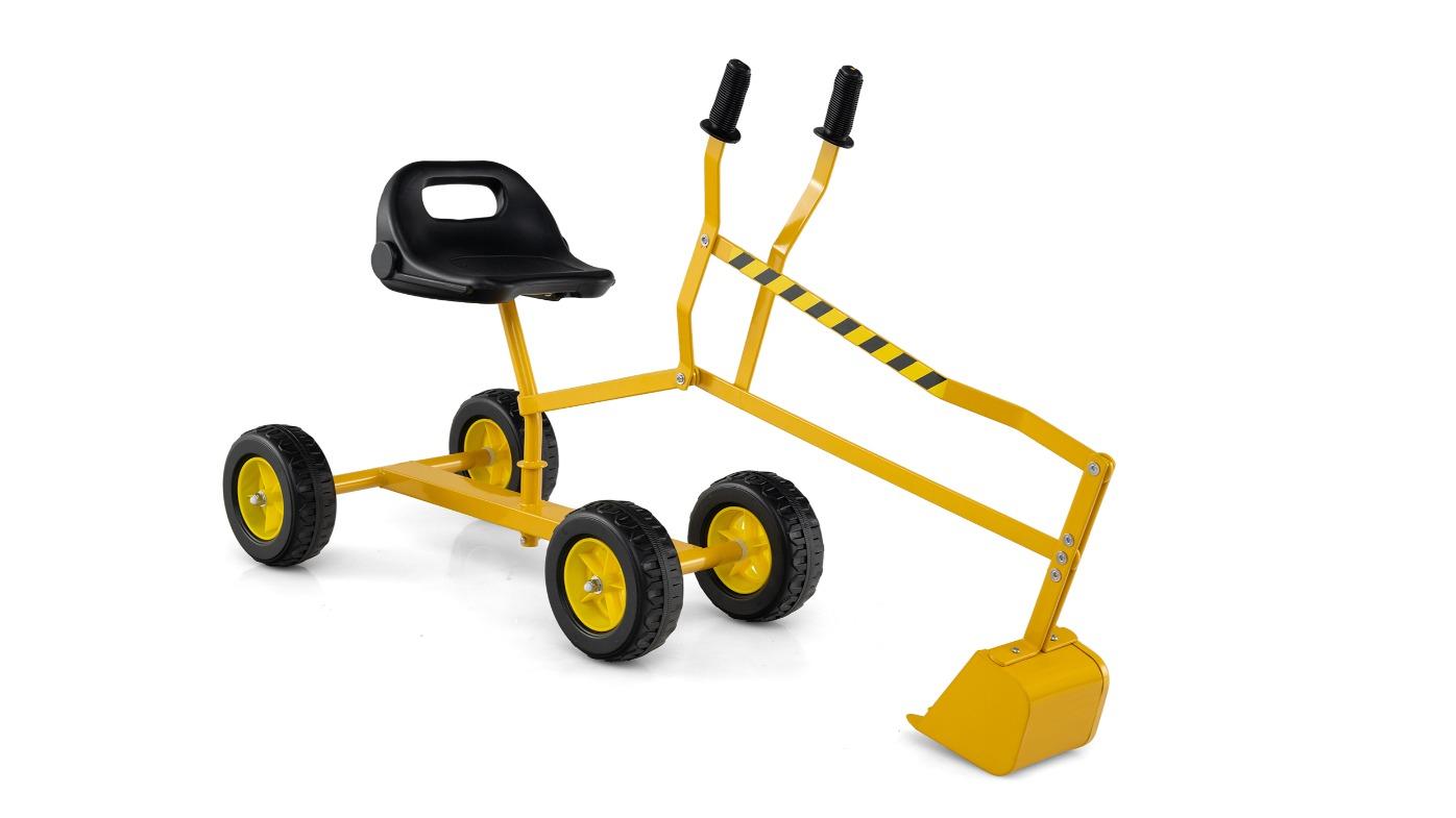 Costway 2-Handed Control Rotatable Sand Digger Ride-On Toy with Shovel - 122cm