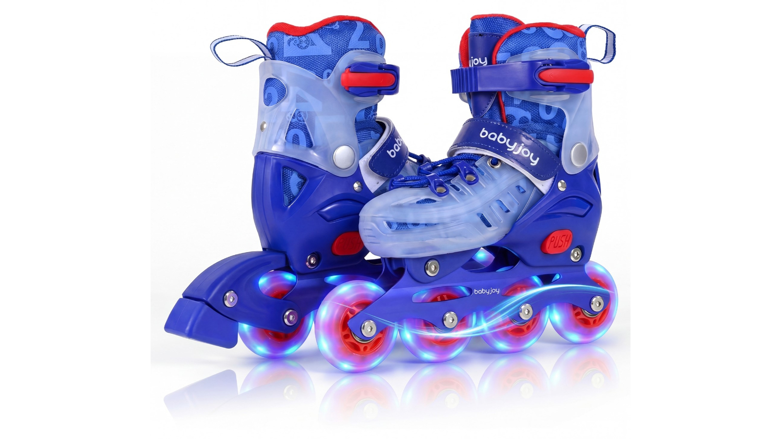 Costway 4-Size Adjustable Age 5-7 Inline Light-Up Roller Skate - Blue