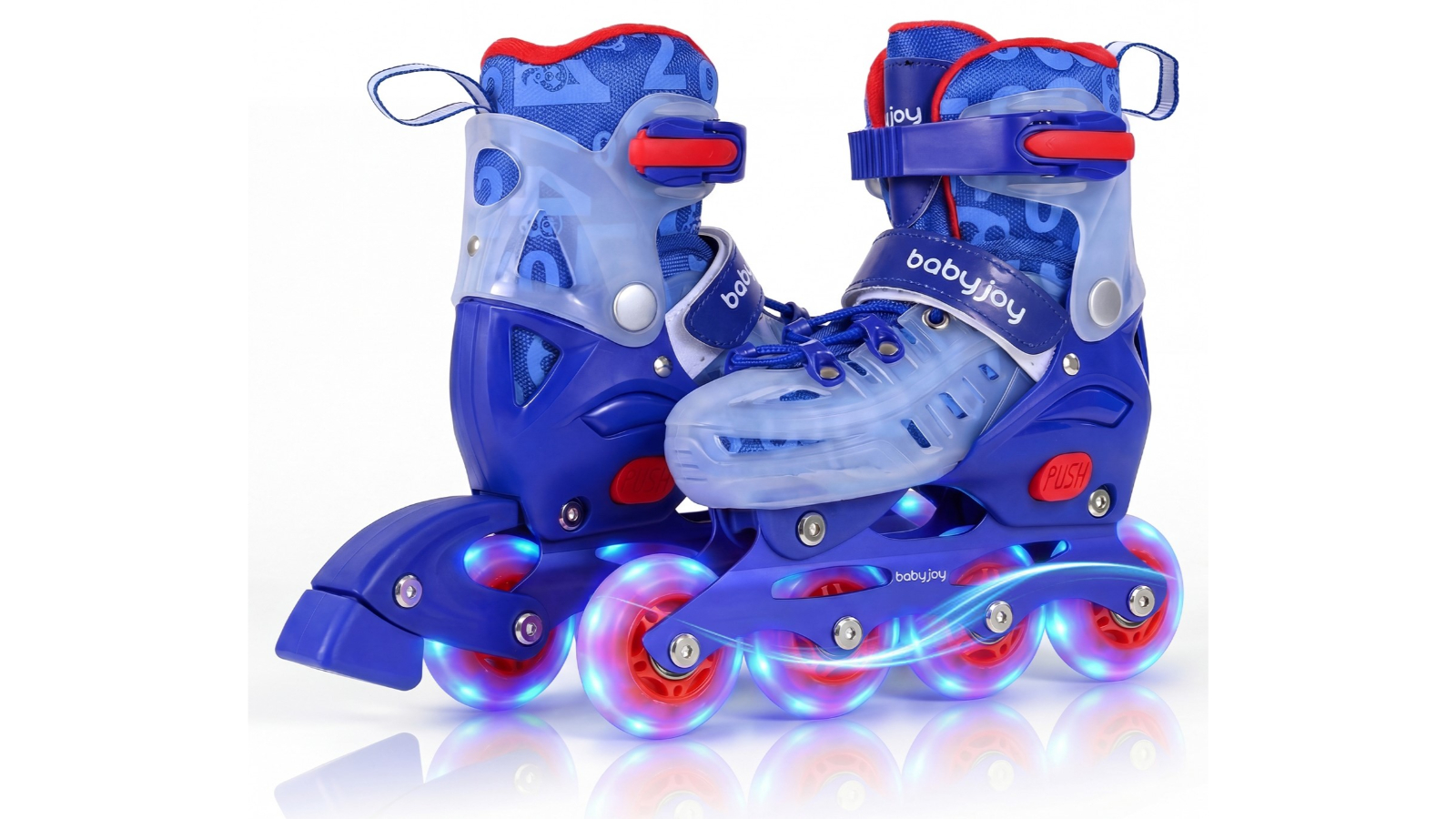 Costway 4-Size Adjustable Age 7-9 Inline Light-Up Roller Skate - Blue