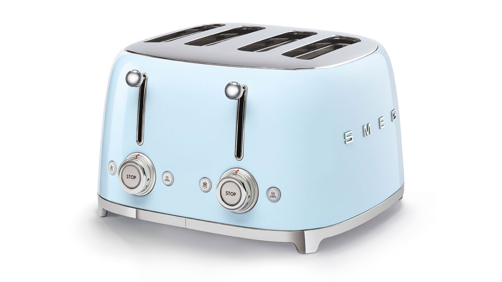 Smeg 50's Retro Style 4 Slot Wide Toaster - Pastel Blue | Harvey Norman