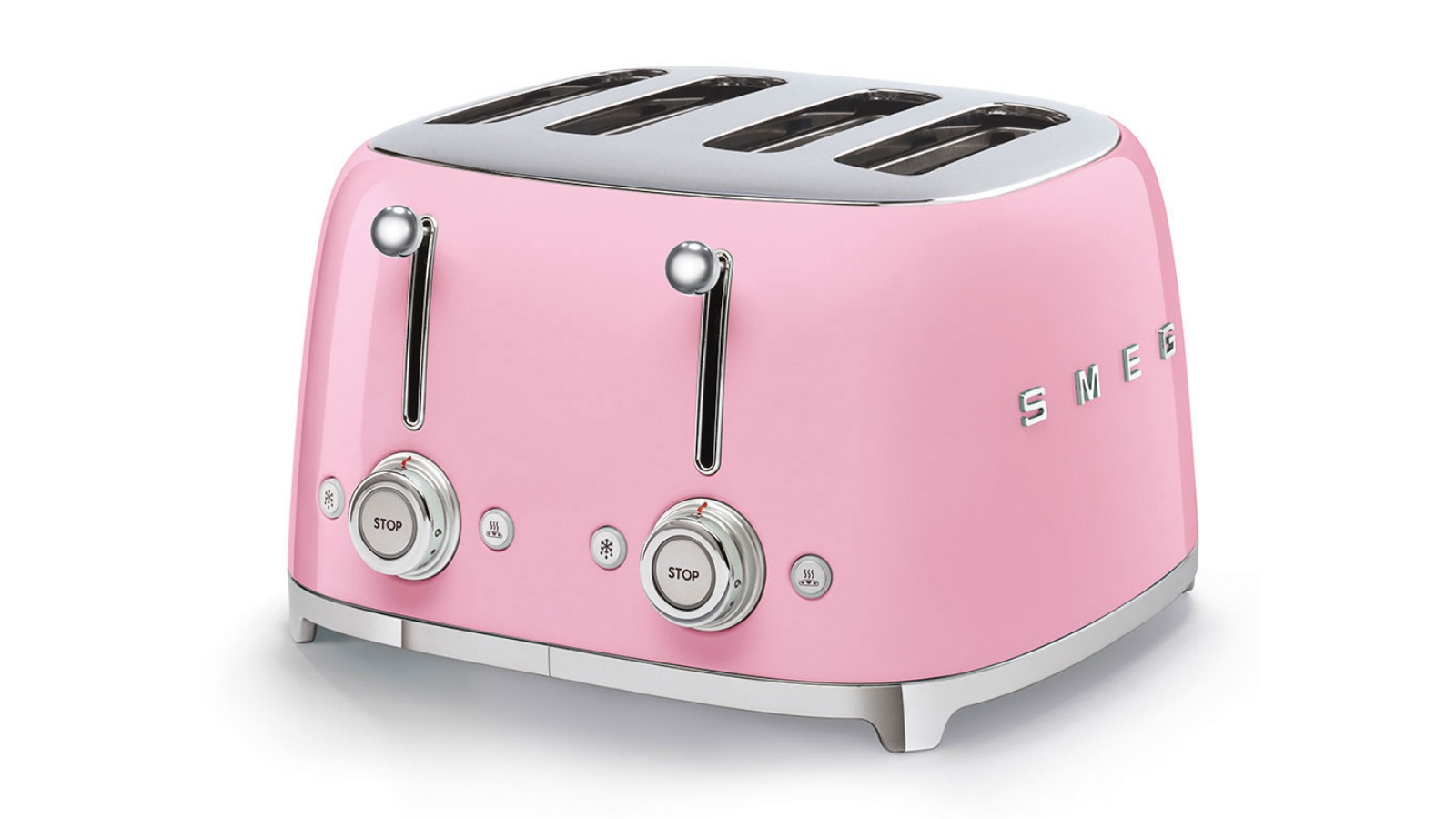 Smeg 50's Retro Style 4 Slot Wide Toaster - Pink | Harvey Norman