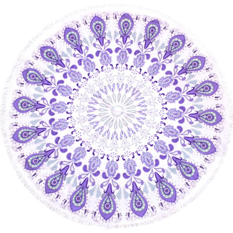 TODO Luxury Thick Microfiber Round Beach Towel - Purple Peacock