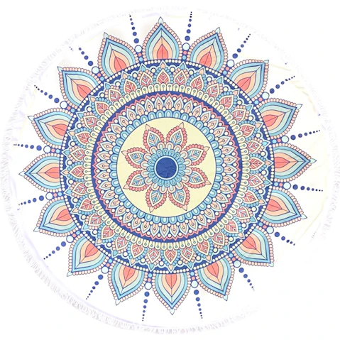 TODO Luxury Thick Microfiber Round Beach Towel - Tribal Flower