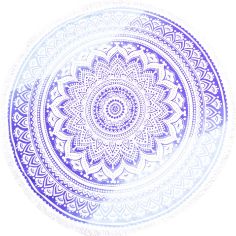 TODO Luxury Thick Microfiber Round Beach Towel - Blue Lotus