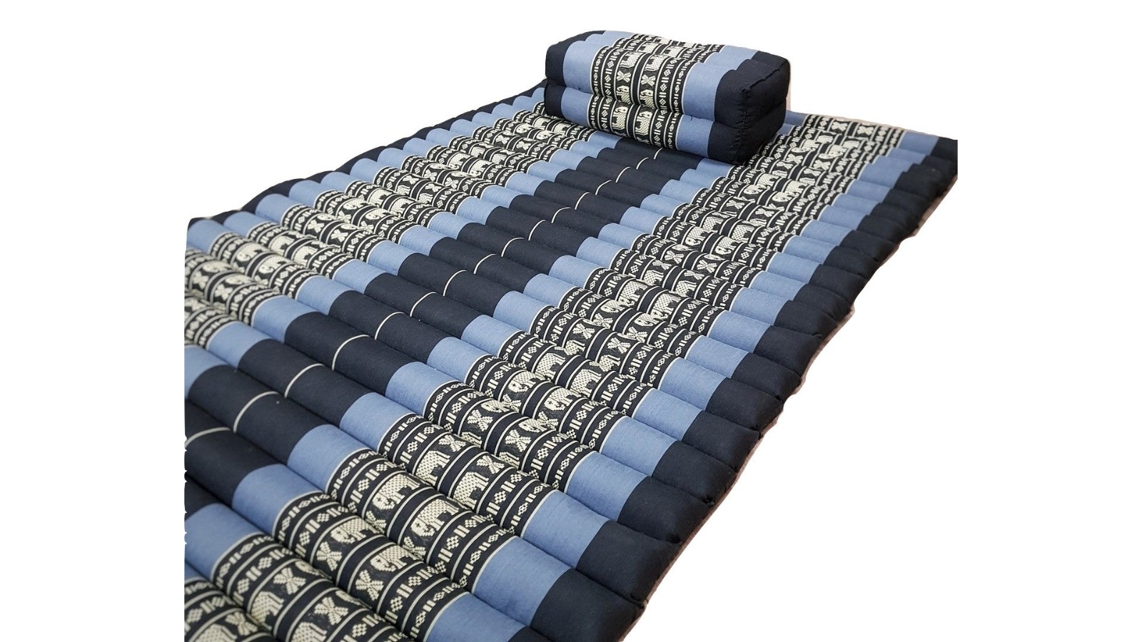 Mango Trees Thai Kapok Foldable Mattress and Pillow Set - Cyan