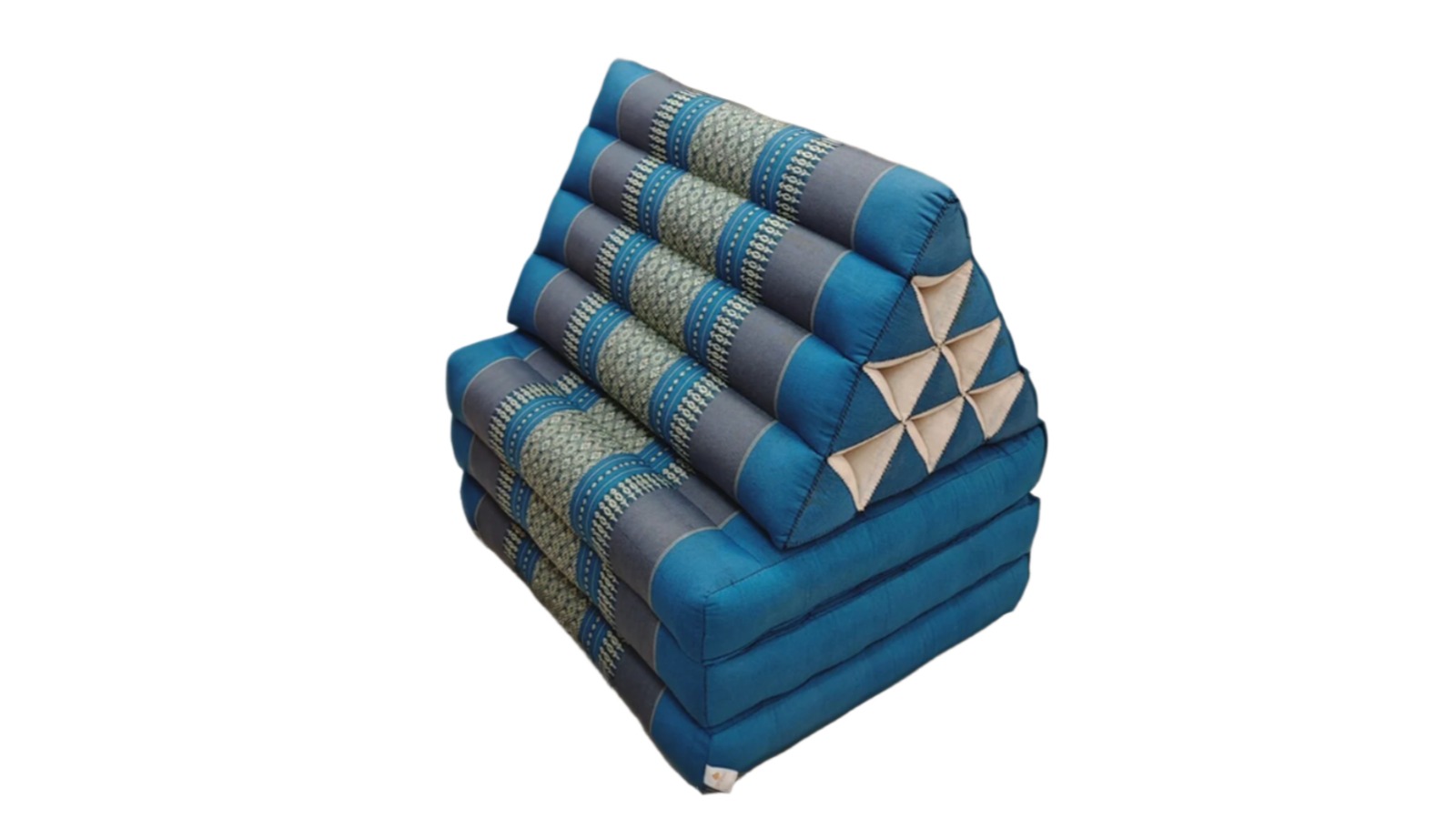 Mango Trees Large Thai Triangle Pillow - Blue