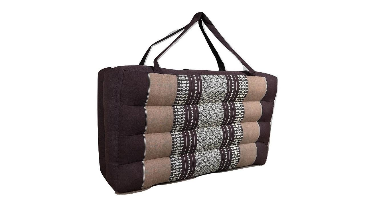 Mango Trees 2-Fold Cushion Yoga Mat with Portable Handle - Brown