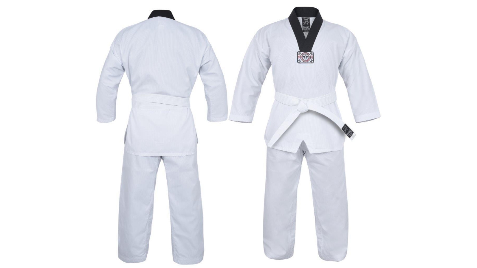 Morgan Sports Yamasaki V2 8oz Ribbed Taekwondo Uniform - Black V Neck