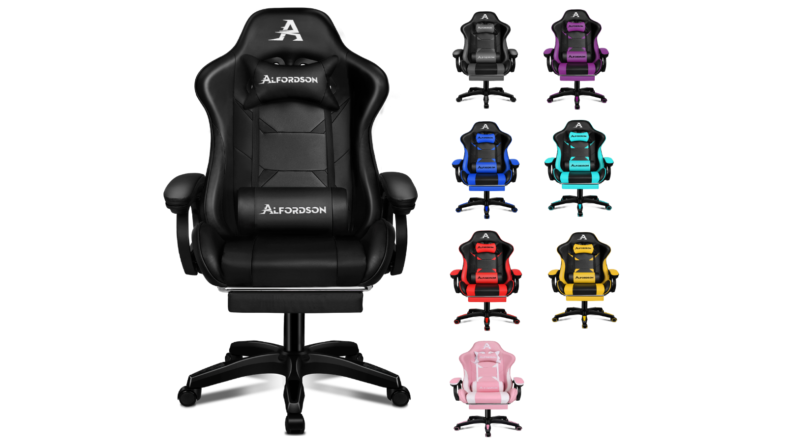 Alfordson Leather Gaming Chair with Footrest