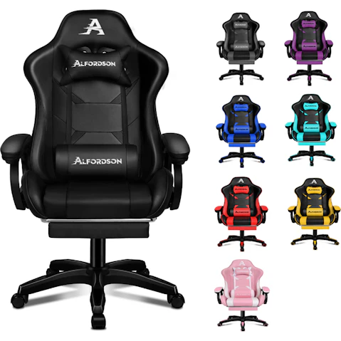 Alfordson Leather Gaming Chair with Footrest