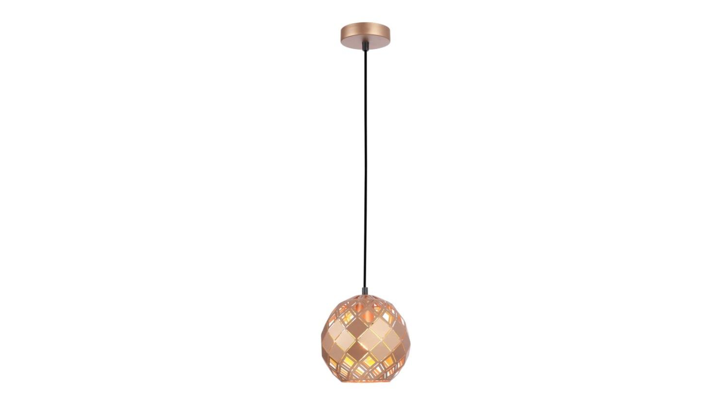Tuile Embossed Tiled Small Wine Glass Iron Interior Pendant Light - Champagne Gold