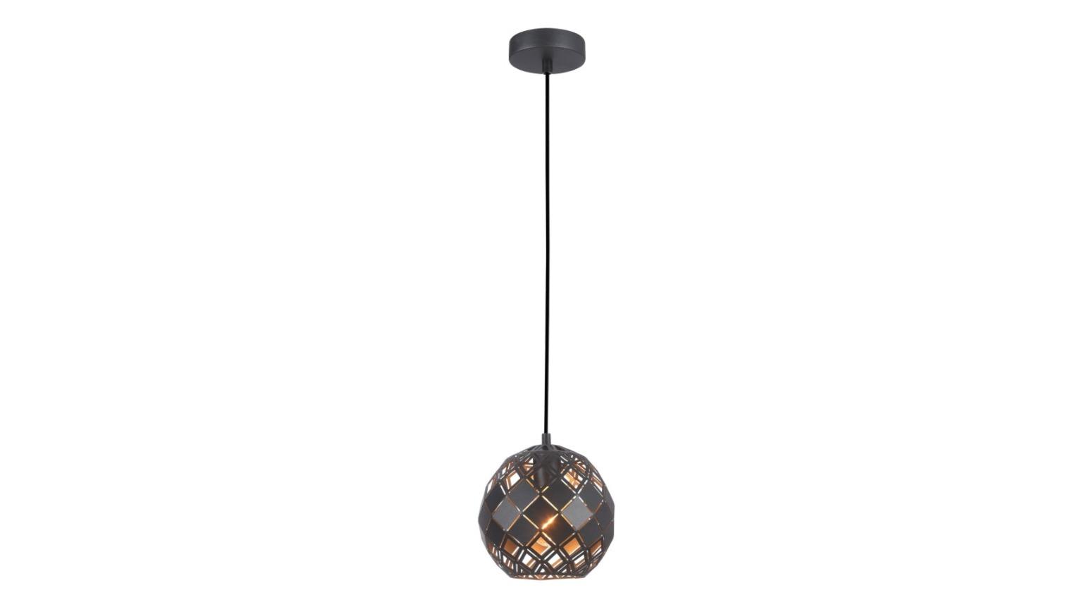 Tuile Embossed Tiled Small Wine Glass Iron Interior Pendant Light - Matte Black
