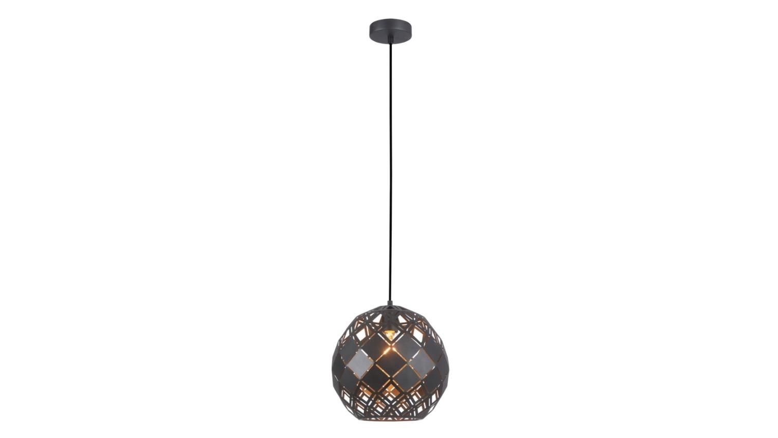 Tuile Embossed Tiled Large Wine Glass Iron Interior Pendant Light - Matte Black