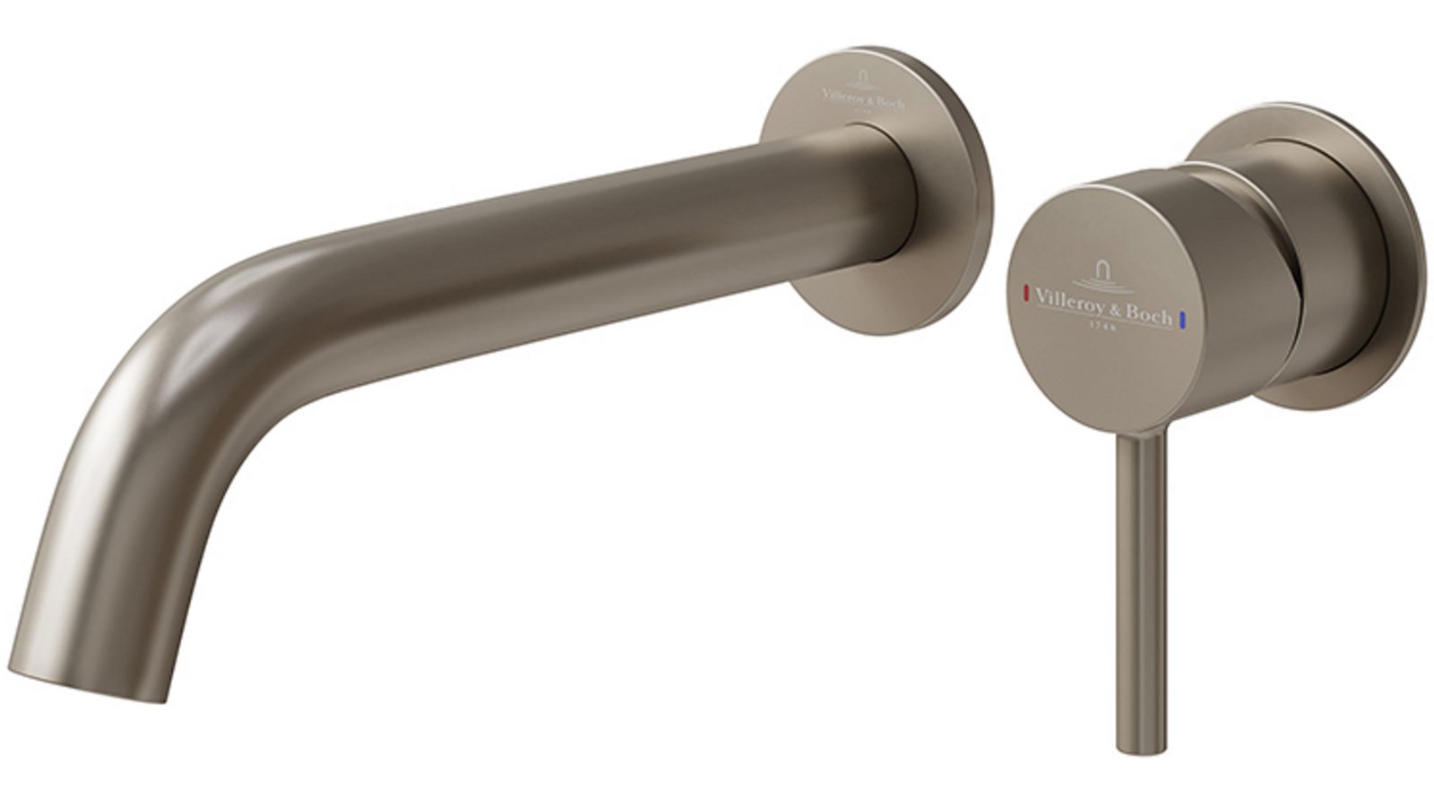 Villeroy & Boch Vita 25 Wall Mounted Basin/Bath Trim Mixer - Brushed Nickel