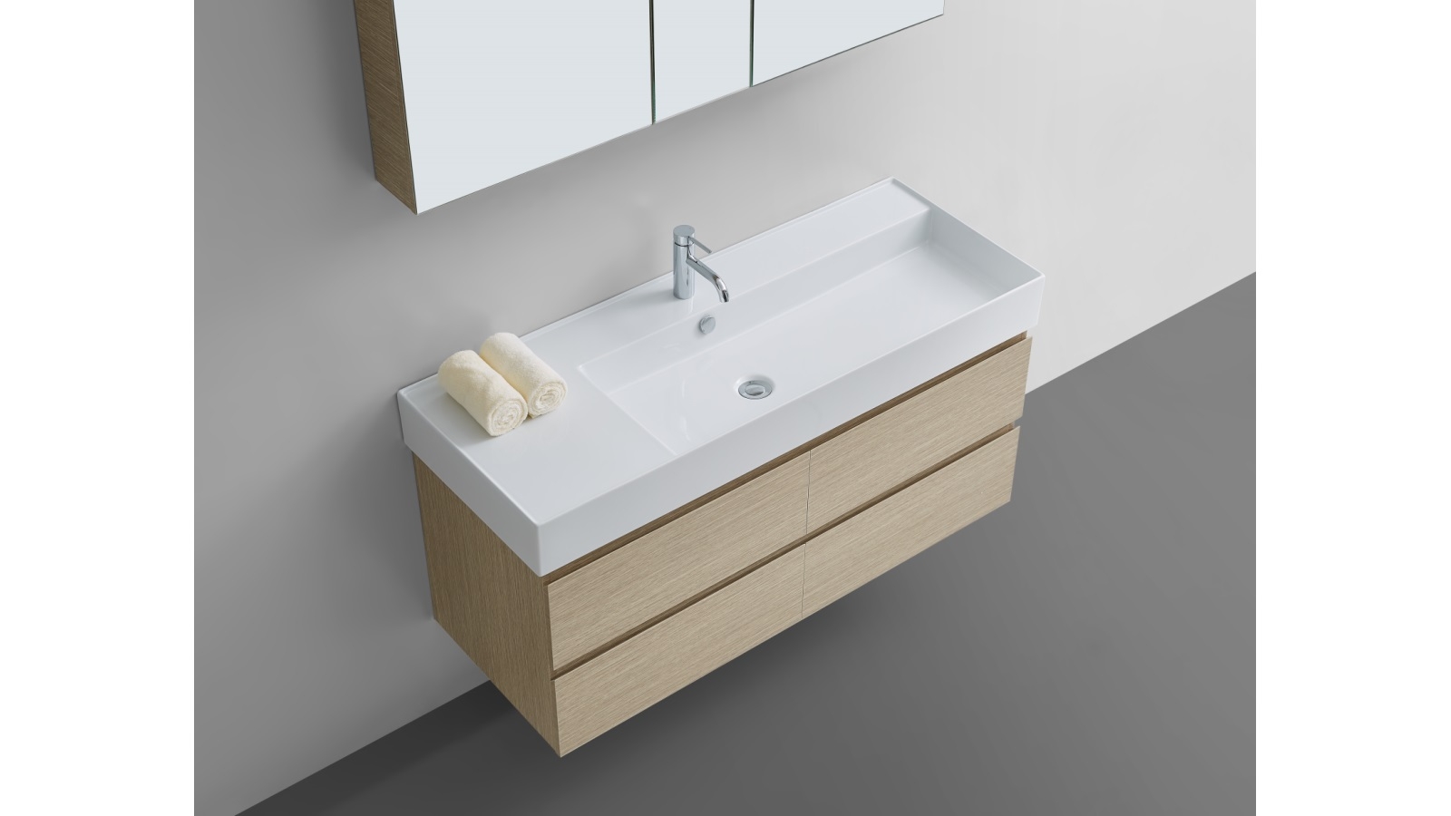 Parisi Twenty 1200mm Wall Mounted Cabinet with Right Bowl Top - Sand Plus