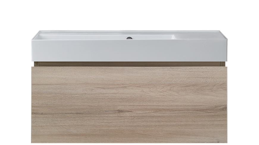 Parisi Rocki Twenty 1000 Wall Hung Vanity with Left Hand Bowl No Tap Hole - Steel Oak