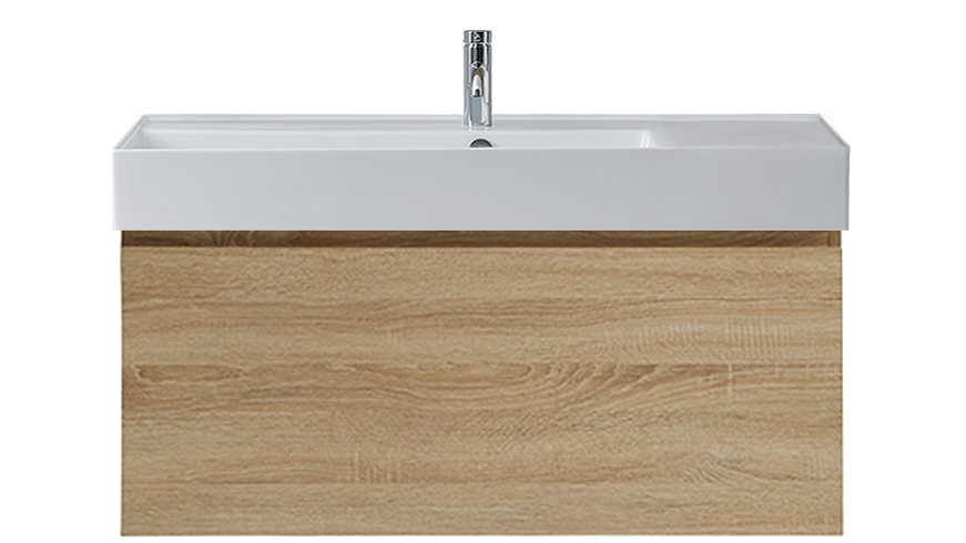 Parisi Rocki Twenty 1000 Wall Hung Vanity with Left Hand Bowl 1 Tap Hole - Sahara