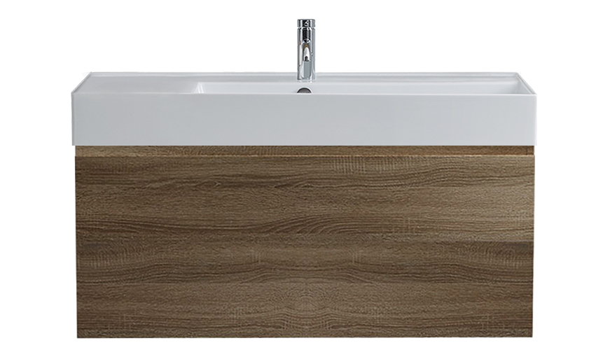 Parisi Rocki Twenty 1000 Wall Hung Vanity with Right Hand Bowl 1 Tap Hole - Moka