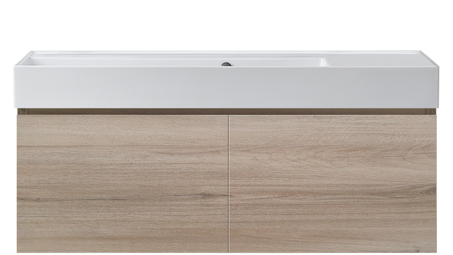 Parisi Rocki Twenty 1200 Wall Hung Vanity with Left Hand Bowl 0 Tap Hole - Steel Oak
