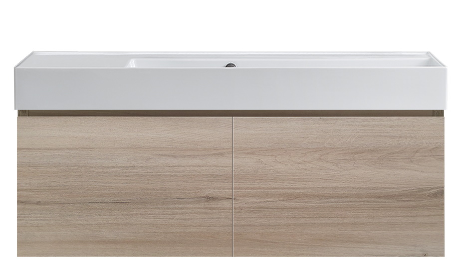 Parisi Rocki Twenty 1200 Wall Hung Vanity with Right Hand Bowl 0 Tap Hole - Steel Oak