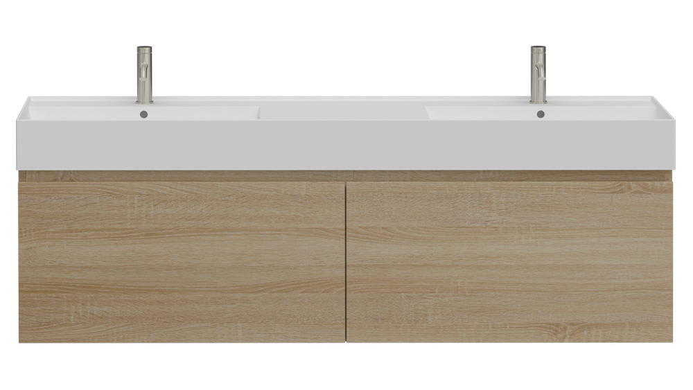 Parisi Rocki Twenty 1600 Wall Hung Vanity with Double Bowl 1 Tap Hole - Sahara
