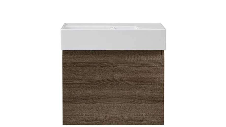 Parisi Rocki Twenty 600 Wall Hung Vanity with Left Hand Bowl No Tap Hole - Moka