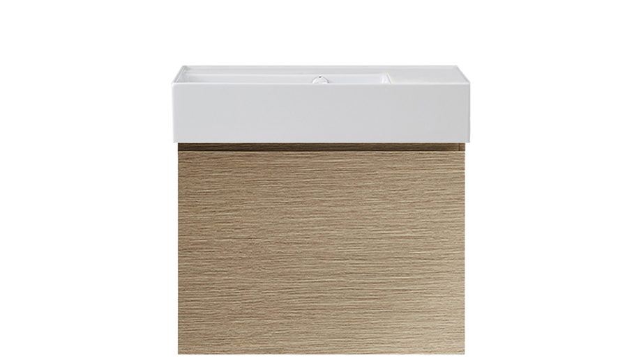 Parisi Rocki Twenty 600 Wall Hung Vanity with Left Hand Bowl No Tap Hole - Sand Plus