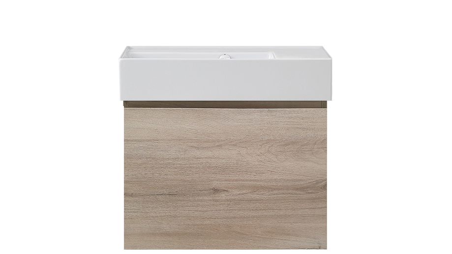 Parisi Rocki Twenty 600 Wall Hung Vanity with Left Hand Bowl No Tap Hole - Steel Oak