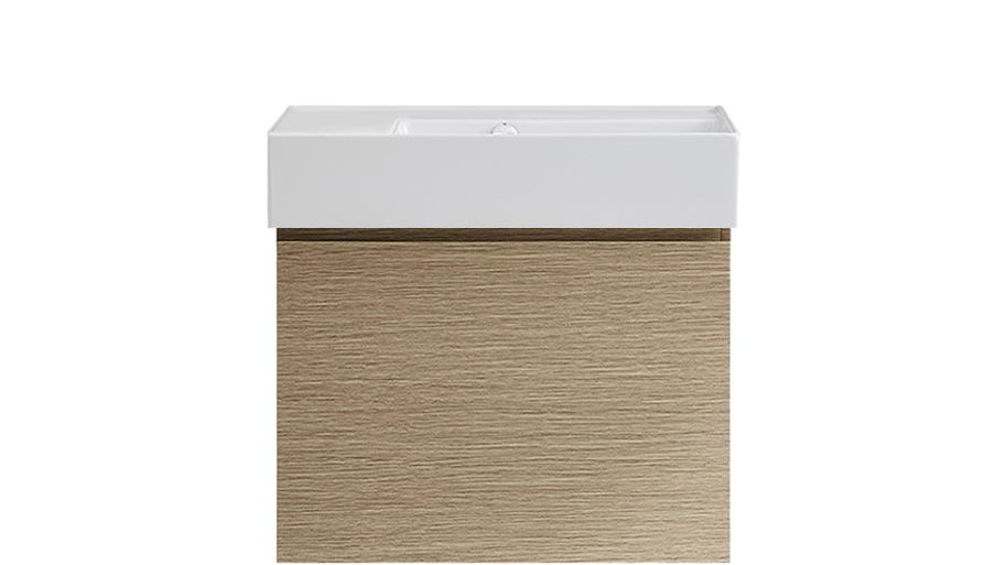 Parisi Rocki Twenty 600 Wall Hung Vanity with Right Hand Bowl No Tap Hole - Sand Plus