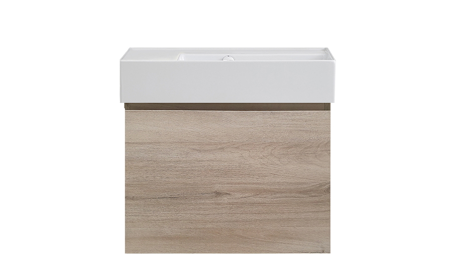 Parisi Rocki Twenty 600 Wall Hung Vanity with Right Hand Bowl No Tap Hole - Steel Oak