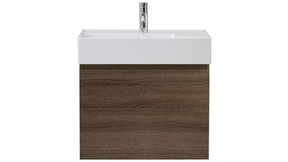 Parisi Rocki Twenty 600 Wall Hung Vanity with Left Hand Bowl 1 Tap Hole - Moka