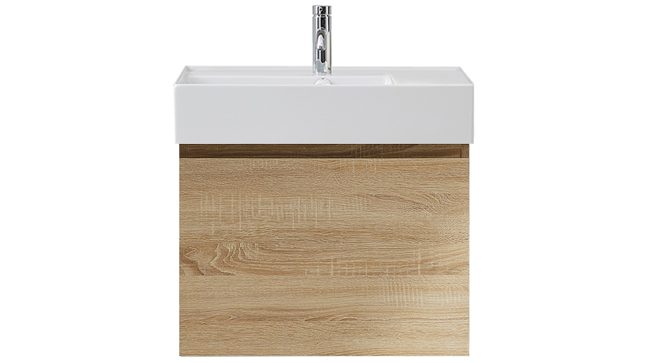 Parisi Rocki Twenty 600 Wall Hung Vanity with Left Hand Bowl 1 Tap Hole - Sahara