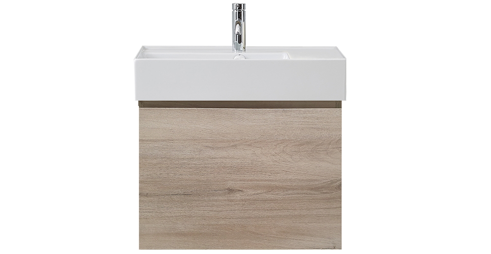 Parisi Rocki Twenty 600 Wall Hung Vanity with Left Hand Bowl 1 Tap Hole